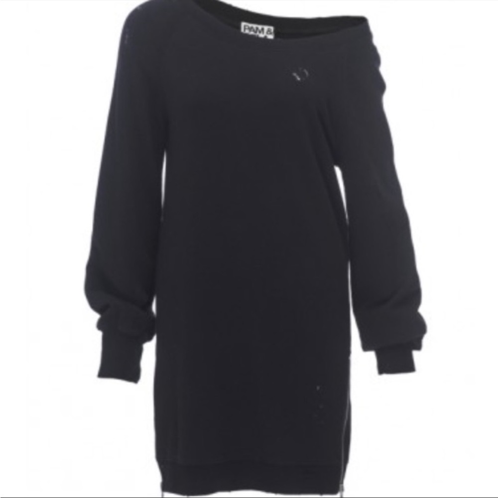 Pam & Gela Rare Destroyed off Shoulder Dress NWT